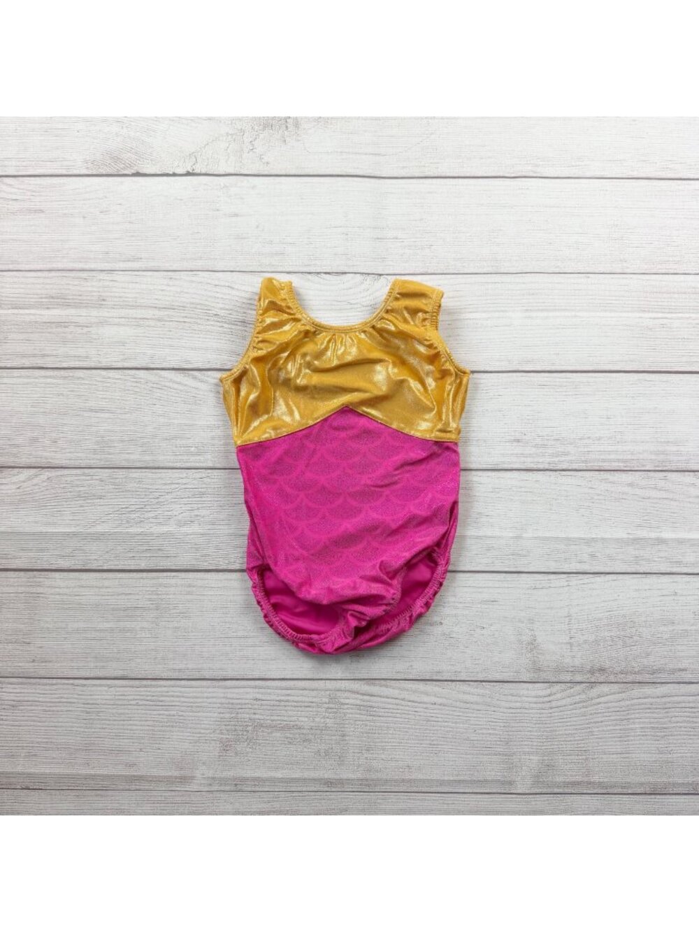 Dancina Girls Mermaid Inspired Glittery Dance Leotard Gold Pink 8
